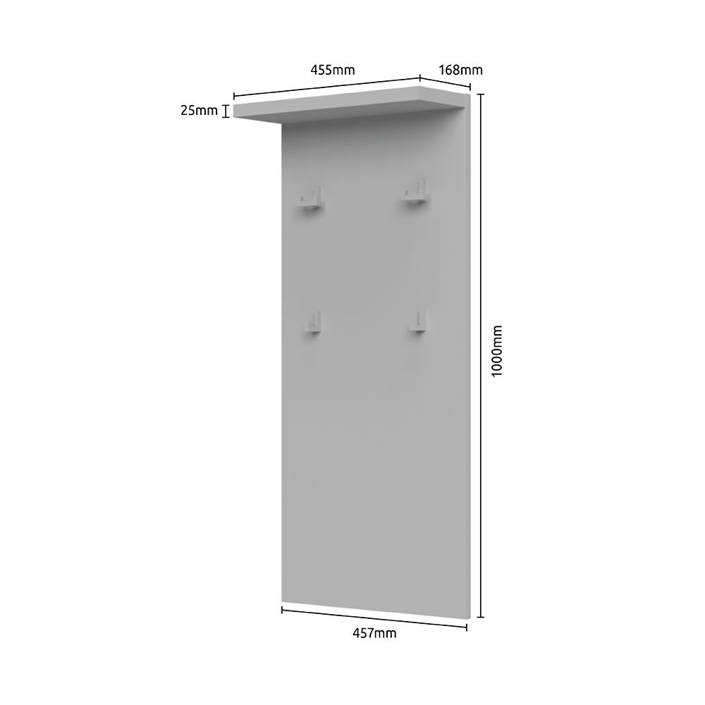 Előszoba panel, 4 akasztóval, 46 cm, magasfényű fehér - BRILLANCE - Butopêa termék 2. képe